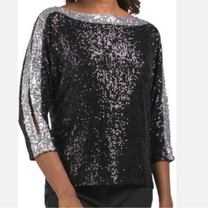 Cable & Gauge Color Block Sequin Top, 1X